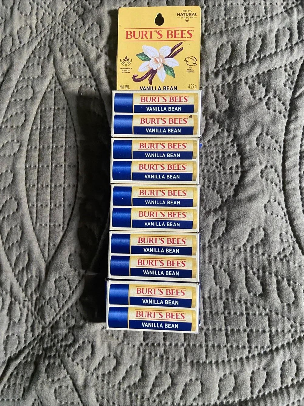 Burt's Bees Vanilla Bean Moisturizing Lip Balm 5 2 Packs = 10 Tubes - Picture 2 of 4